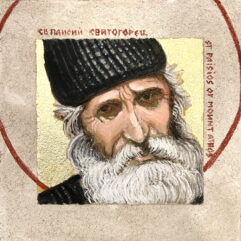 St Paisios of Mount Athos, Buon Fresco Icon, 12X12 on ceramic tile, 22k gold leaf, by iLia Anossov