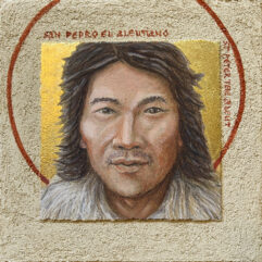 St Peter the Aleut Martyr, Buon Fresco Icon, 12X12 on ceramic tile, 22k gold leaf